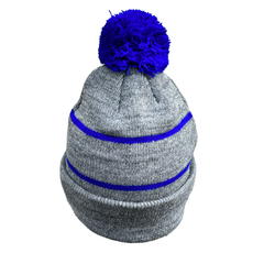 MadGear Script Heather Grey Pom Pom Beanie