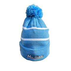 MadGear Script Carolina Blue Pom Pom Beanie