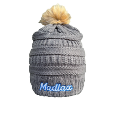 MadGear Women's Script Grey Pom Pom Beanie
